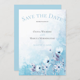 Convites Jardim Anêmono Azul Pálido Salvar a Data