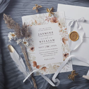 Convites Jardim Boêmio de Flores Silvestres Casamento Rústi