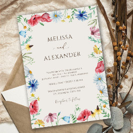 Convites Jardim boho floral bege de flor silvestre Casament