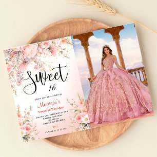 Convites Jardim bonito Flores Selvagens Aquarelas Sweet 16