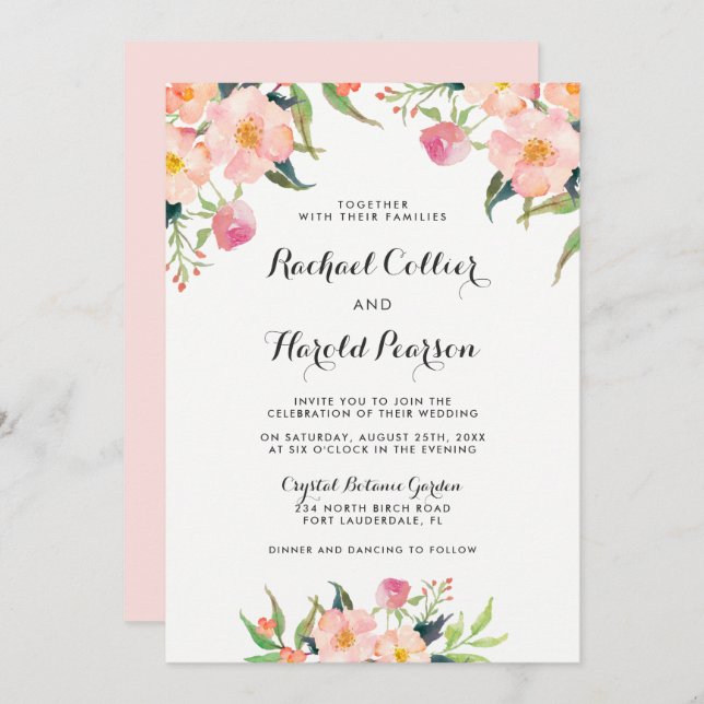 Convites Jardim Botânico Casado Floral (Frente/Verso)