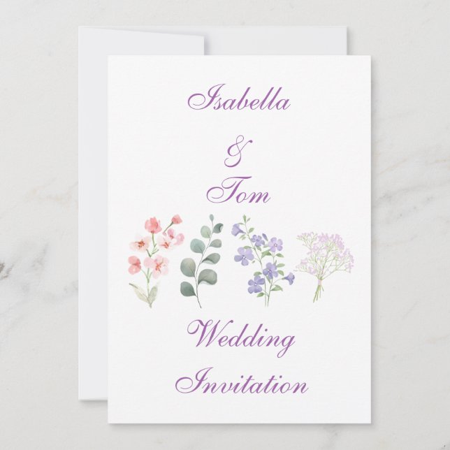 Convites Jardim Botânico de Lavanda de Flores Silvestres Ro (Verso)