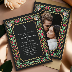 Convites Jardim Botânico Encantado Preto Casamento Foto