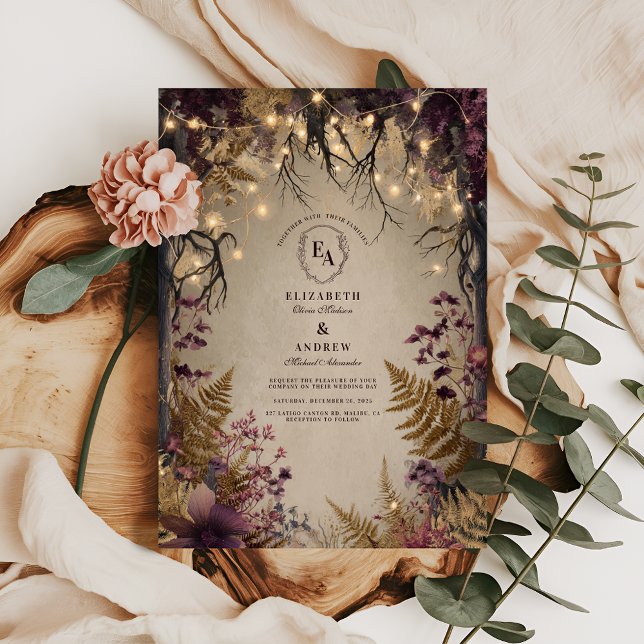 Convites Jardim Crepúsculo com Ferns Ouros (Criador carregado)