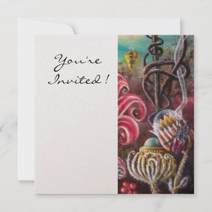 Convites JARDIM DA MELISSA 2, Champanhe Branco, Fuchsia