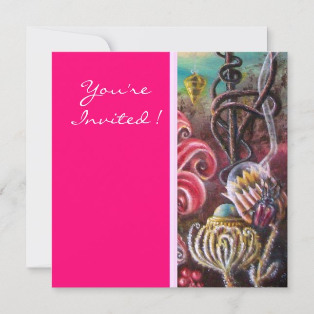 Convites JARDIM DA MELISSA 2, vermelho brilhante, rosa verd (Frente)