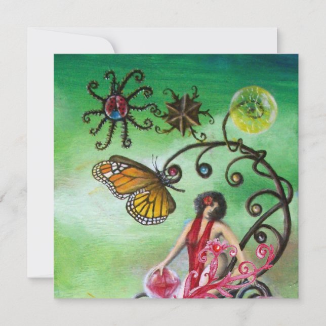 Convites JARDIM DA MELISSA 2, vermelho brilhante, verde ros (Frente)