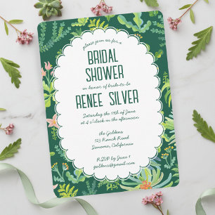 Convites Jardim da Selva Aquarela CHUVA DE NOIVA Personaliz