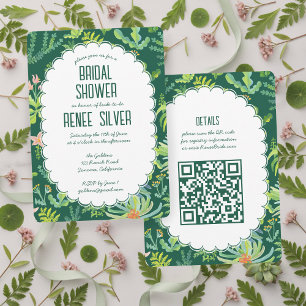 Convites Jardim da Selva Aquarela QR Personalizado CHUVA D