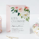 Convites Jardim das Flores de Água bonito 16<br><div class="desc">Convide convidados para o seu evento com este convite de aniversário 16 doce e personalizável. Apresenta buquê floral de cor d'água de flores rosa e brancas e verde. Personalize este doce convite floral com dezesseis detalhes do seu evento. Este convite floral de aquarela é perfeito para eventos de primavera.</div>