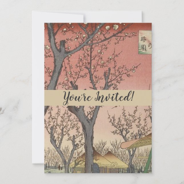 Convites Jardim de ameixa de árvore japonês (Frente)