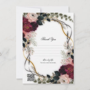 Convites Jardim de Ameixa de Veludo Floral Verde Casamento