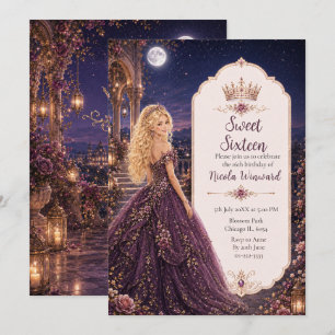 Convites Jardim de Ameixas ao Luar Sweet Sixteen