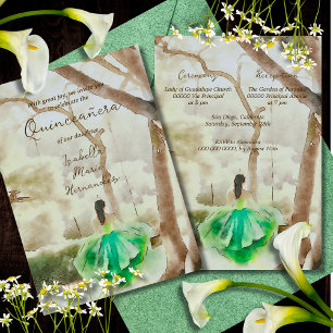 Convites Jardim de Aquañera Verde Elegante Quinceañera