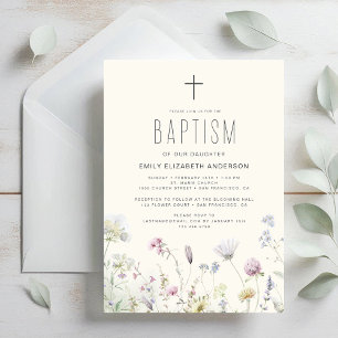 Convites Jardim De Batismo De Flor Selvagem Em Bloom Boho