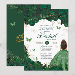 Convites Jardim de Borboleta Encantada Emerald Quinceanera