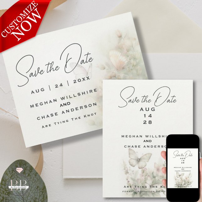 Convites Jardim de Borboleta Encantado (easy to customize in 2 styles )