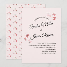 Convites Jardim de Borboletas Rosa Casamento Romântico 