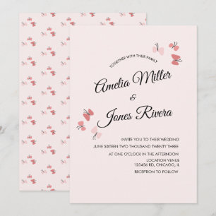Convites Jardim de Borboletas Rosa Casamento Romântico 