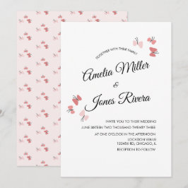 Convites Jardim de Borboletas Rosa Casamento Romântico Simp