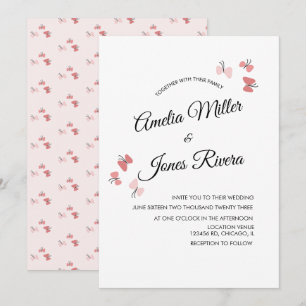 Convites Jardim de Borboletas Rosa Casamento Romântico Simp