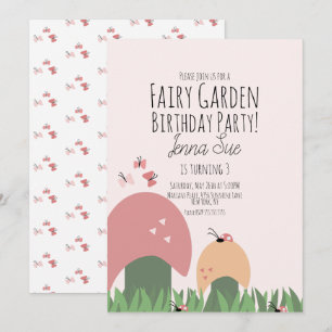 Convites Jardim de Fadas Aniversário de 1 ano Joaninhas Bor