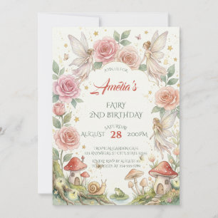 Convites Jardim de Fadas Caprichoso Flores Aquarela Anivers