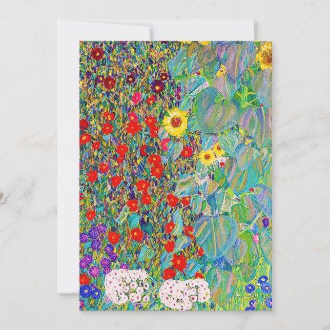 Convites Jardim de fazenda com Sunflower Gustav Klimt (Frente)