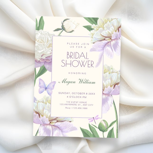 Convites Jardim de flores de violeta roxa chá de noiva (Criador carregado)
