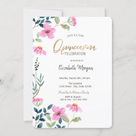 Convites Jardim de Flores Rosa Quinceañera 