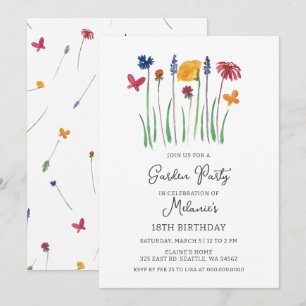 Convites Jardim de Flores Silvestres Aniversário