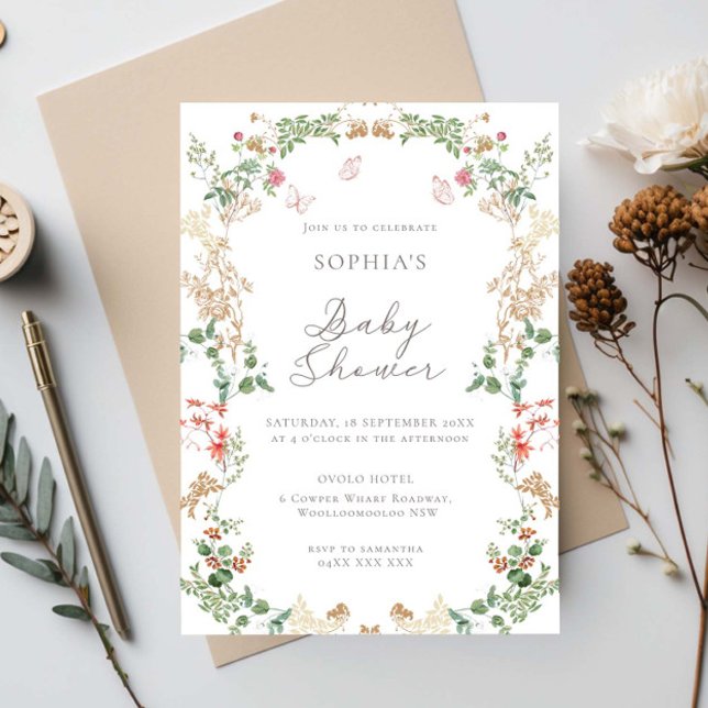Convites Jardim de Flores Silvestres Caprichosas Chás de Be (Criador carregado)