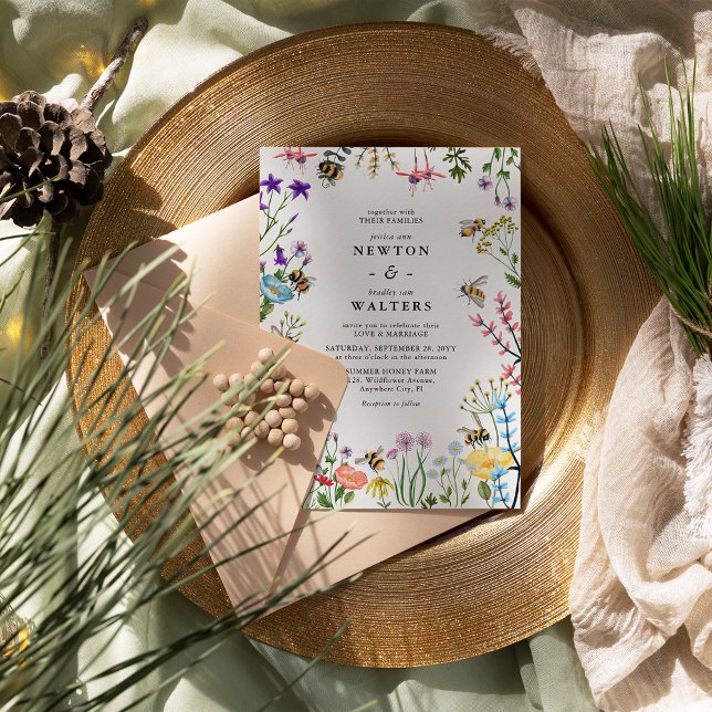 Convites Jardim de Flores Silvestres Caprichoso Casamento B (Criador carregado)