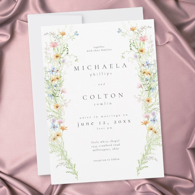 Convites Jardim de Flores Silvestres Casamento Floral Rústi (Wildflower Garden Rustic Floral Wedding Invitation)