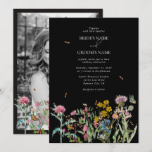 Jardim de Flores Silvestres em Aquarela Casamento
