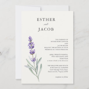 Convites Jardim de Flores Silvestres Minimalista de Lavanda