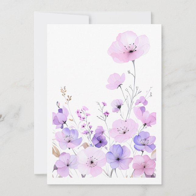 Convites Jardim de Flores Silvestres Pastel Flor de Nascime (Frente)
