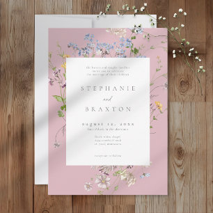 Convites Jardim de Flores Silvestres Rosa Casamento Elegant