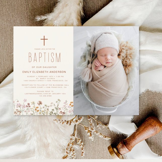 Convites Jardim De Fotos De Batismo De Flor Selvagem Em San (Criador carregado)