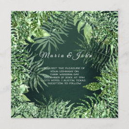 Convites Jardim de Glitter de Folha Tropical Mint Green Cal
