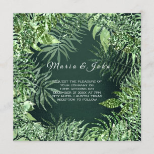 Convites Jardim de Glitter de Folha Tropical Mint Green Cal