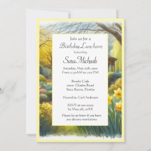 Convites Jardim de Narcisos em Aquarela Aniversário 