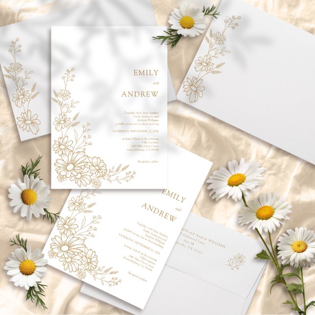 Convites Jardim de Noiva Botânico Dourado e Branco com Marg (Criador carregado)