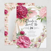 Jardim de Peônia e Orquídea Floral Glam Sweet 16
