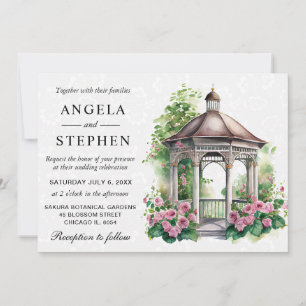 Convites Jardim de Primavera com Gazebo para Casamento em A