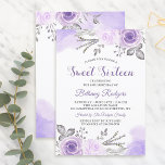 Convites Jardim de Rosa roxo Chic Pastel Sweet 16 Aniversár<br><div class="desc">Quic Pastel Purple Rosa Garden Sweet 16 Aniversário Convite</div>