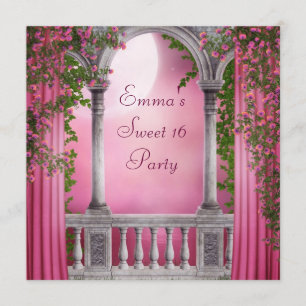 Convites Jardim de Rosas Rosa Festa de 16 Anos Doce Rosa