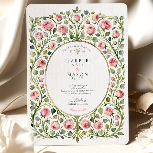 Convites Jardim de Rosas Rosa Luxuriante Casamento Vintage