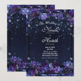 Convites Jardim de Rosas Roxas Encantadas da Fantasia Casam