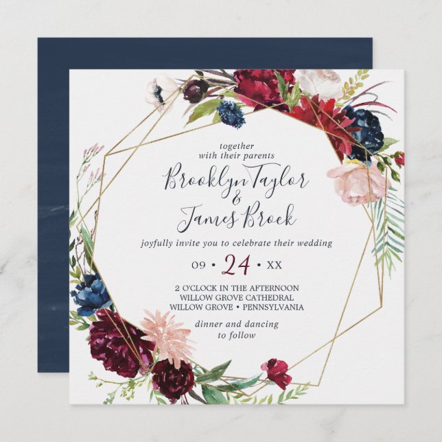 Convites Jardim do outono | Armamento Geométrico à Praça da (Frente/Verso)